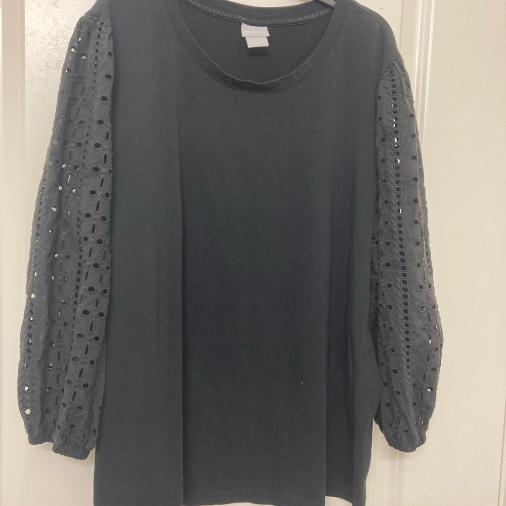 Elegant Black Lace Sleeve Top